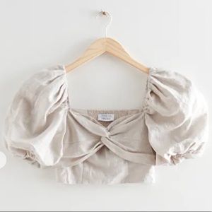 & Other Stories beige linen crop top size 0